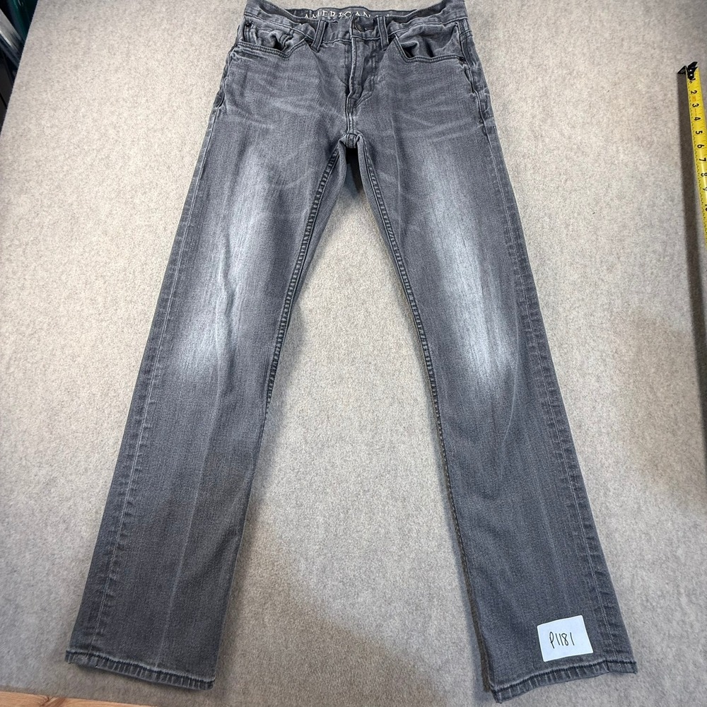 American Eagle Original Straight Gray Jeans Mens 28x32 Stretch Denim Pants
